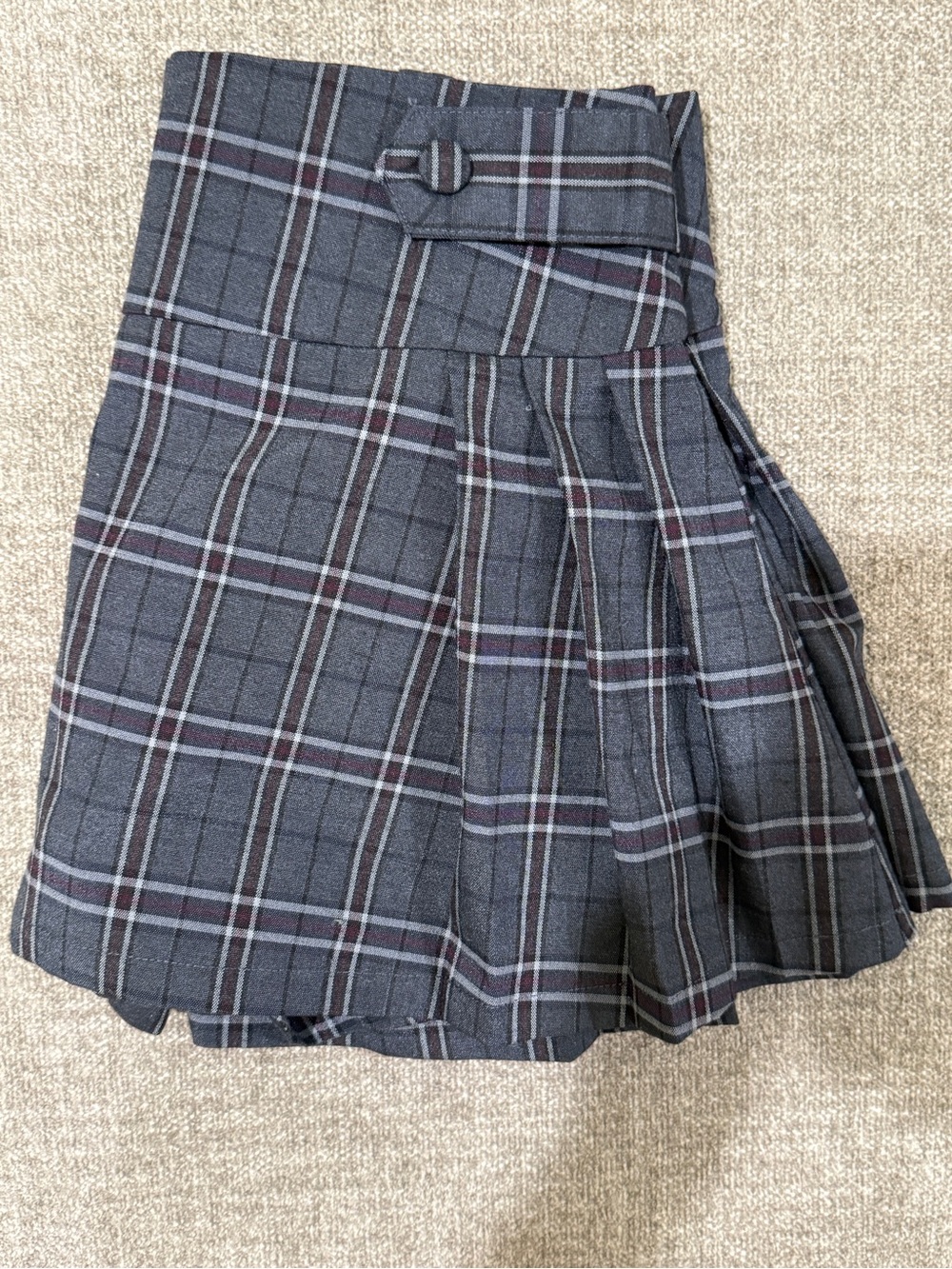 High-Waist Plaid Circle Skirt in Charcoal Gray